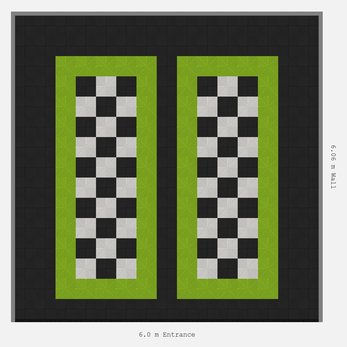ULTRAGRID Parking Bay Chequer Infill Design Base: Jet Black - Outline: Electric Green - Infill: Jet Black - Alpine White