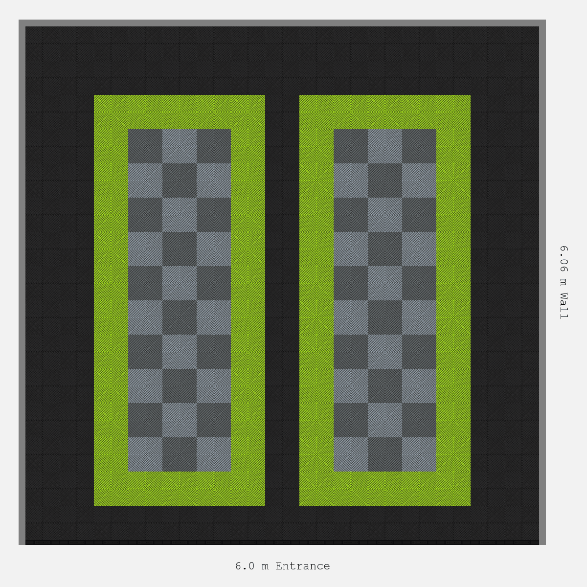 ULTRAGRID Parking Bay Chequer Infill Design Base: Jet Black - Outline: Electric Green - Infill: Space Grey - Silver Grey