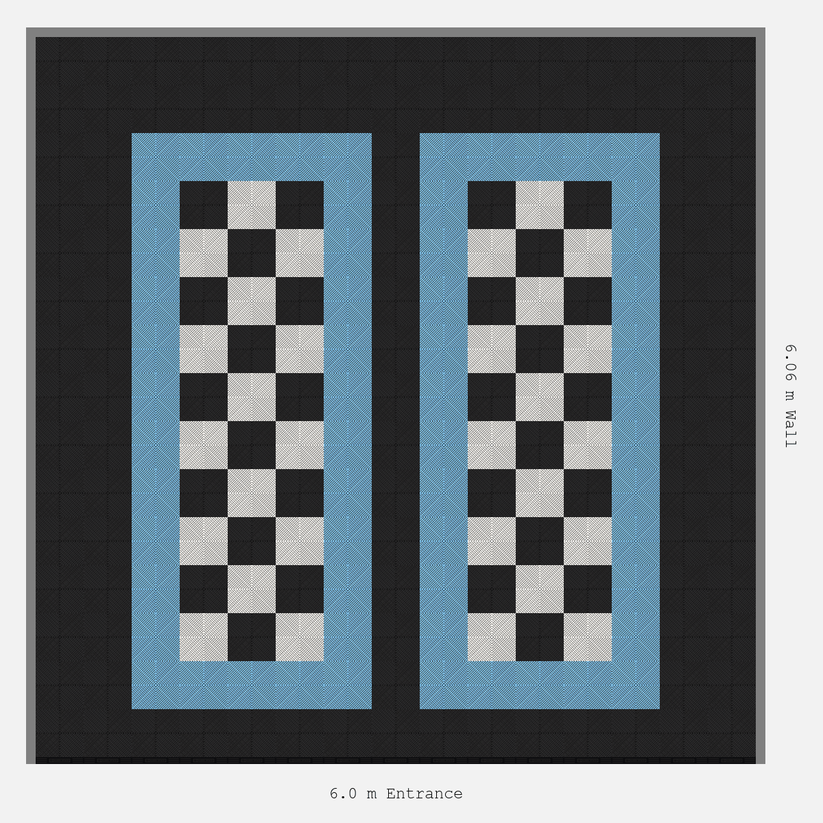 ULTRAGRID Parking Bay Chequer Infill Design Base: Jet Black - Outline: Gulf Blue - Infill: Jet Black - Alpine White