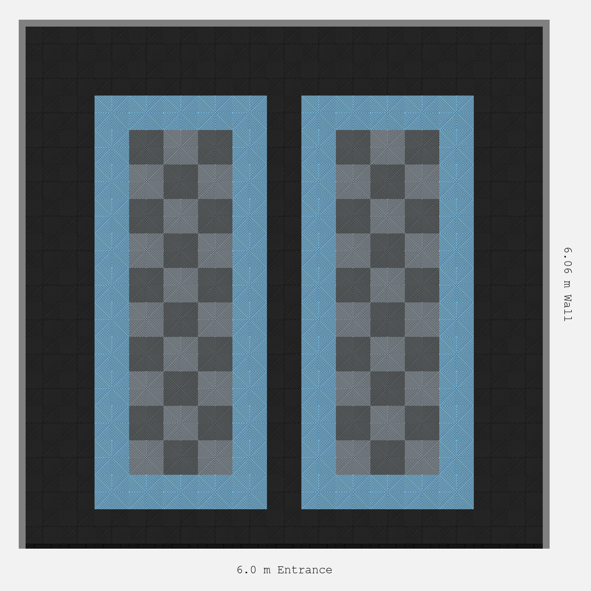 ULTRAGRID Parking Bay Chequer Infill Design Base: Jet Black - Outline: Gulf Blue - Infill: Space Grey - Silver Grey