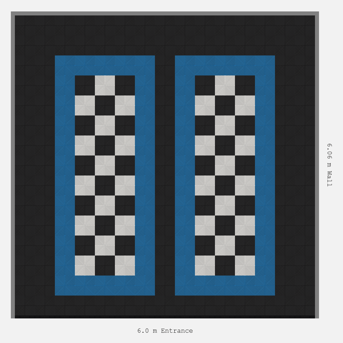 ULTRAGRID Parking Bay Chequer Infill Design Base: Jet Black - Outline: Riviera Blue - Infill: Jet Black - Alpine White