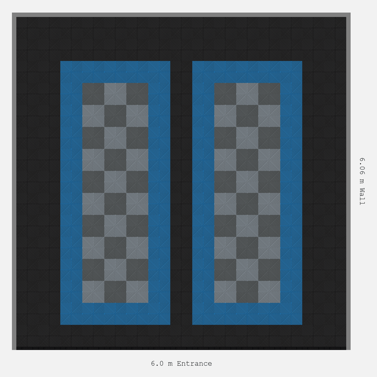 ULTRAGRID Parking Bay Chequer Infill Design Base: Jet Black - Outline: Riviera Blue - Infill: Space Grey - Silver Grey