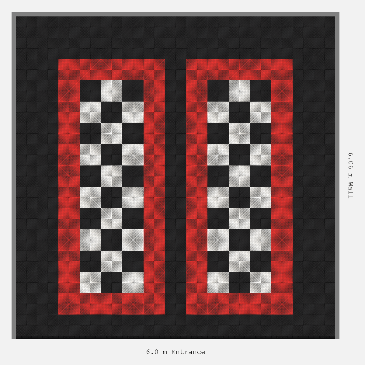 ULTRAGRID Parking Bay Chequer Infill Design Base: Jet Black - Outline: Rosso Red - Infill: Jet Black - Alpine White