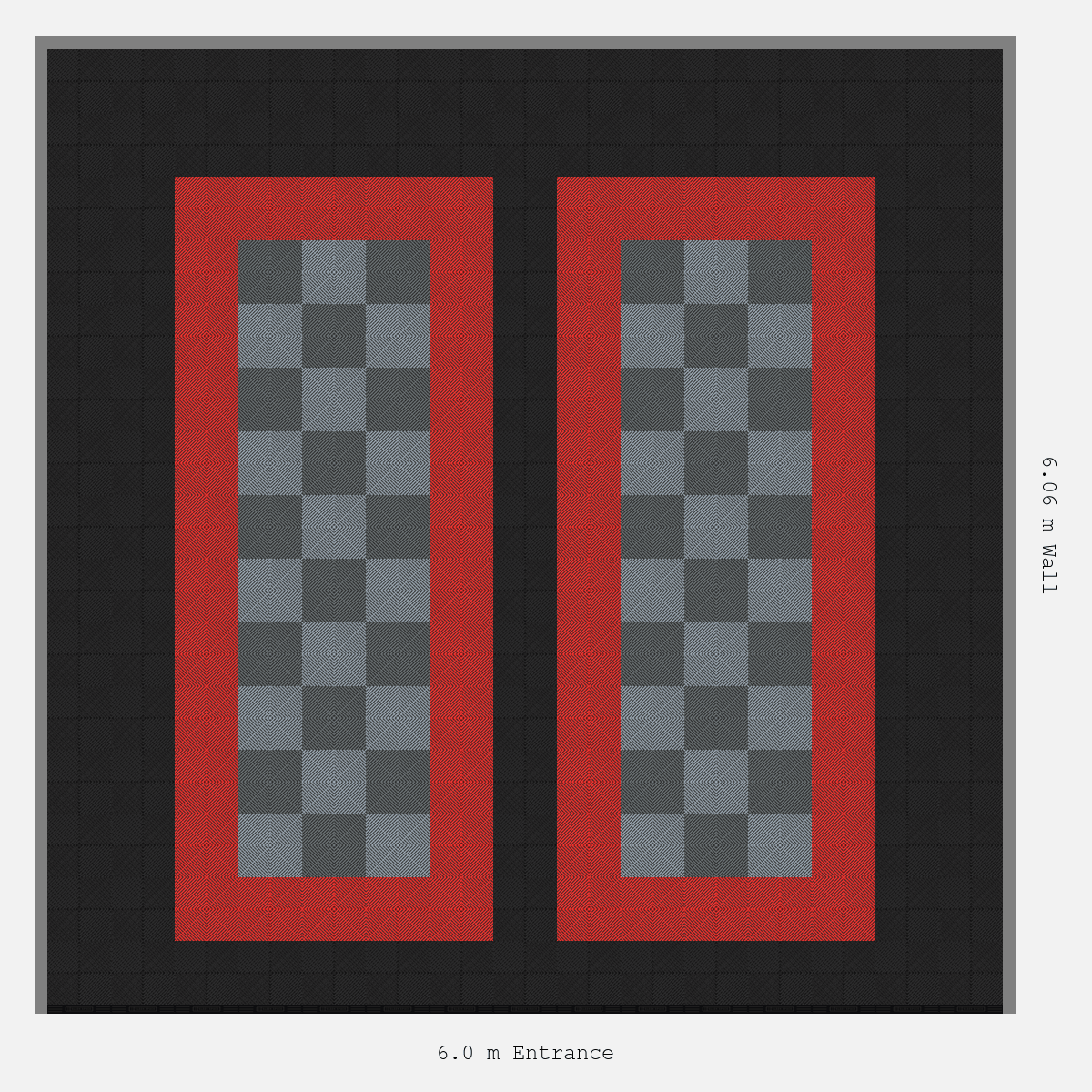 ULTRAGRID Parking Bay Chequer Infill Design Base: Jet Black - Outline: Rosso Red - Infill: Space Grey - Silver Grey