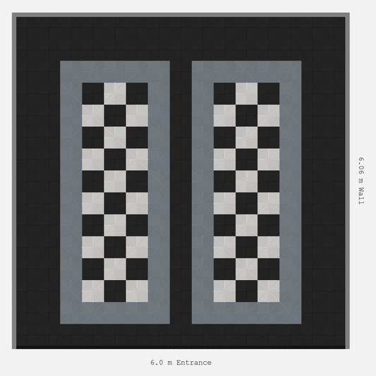 ULTRAGRID Parking Bay Chequer Infill Design Base: Jet Black - Outline: Silver Grey - Infill: Jet Black - Alpine White