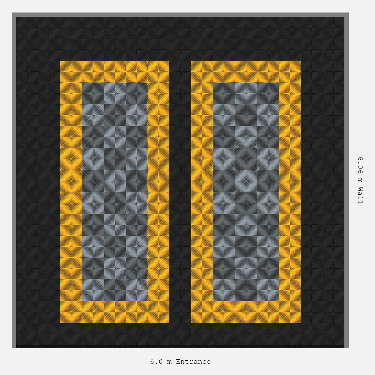 ULTRAGRID Parking Bay Chequer Infill Design Base: Jet Black - Outline: Speed Yellow - Infill: Space Grey - Silver Grey