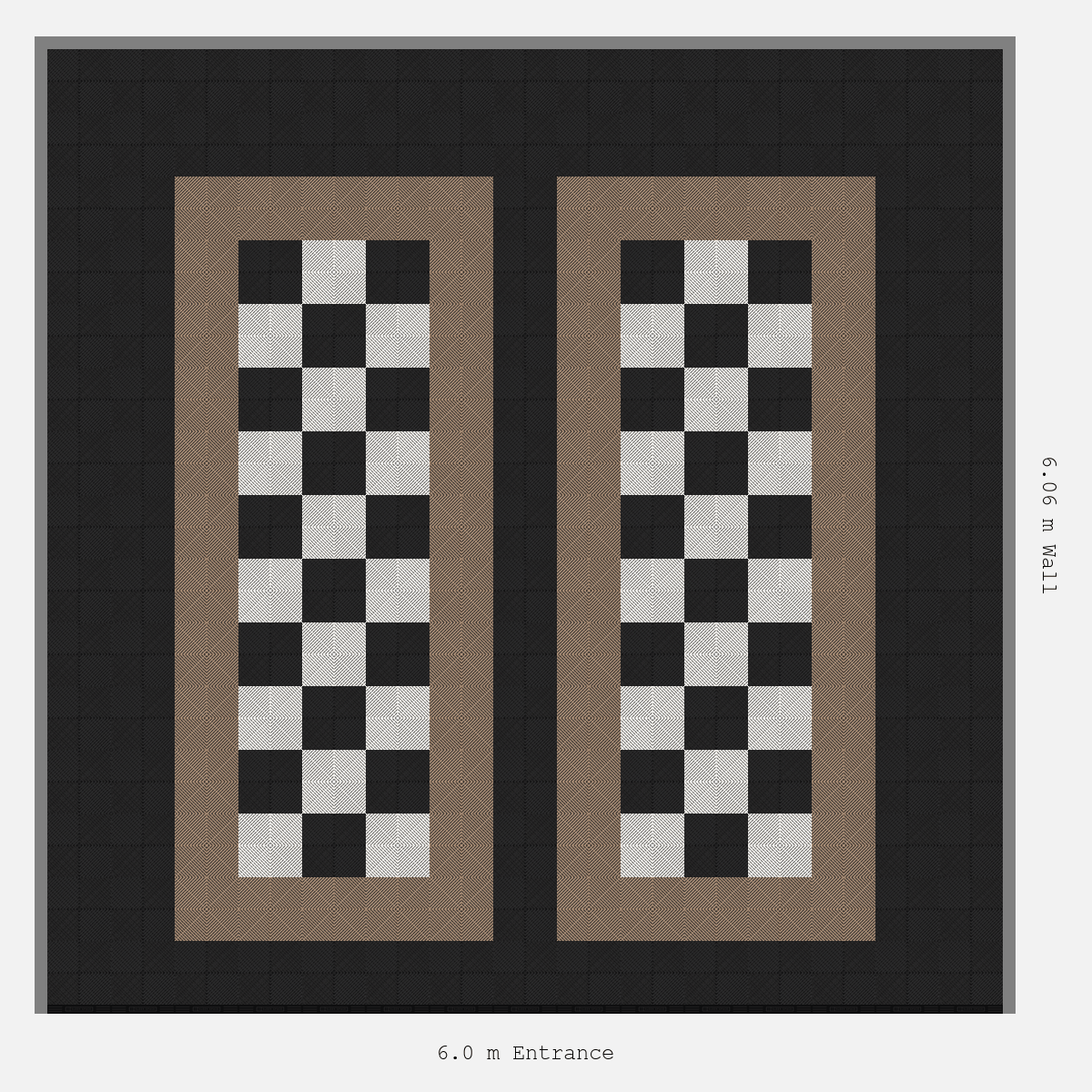 ULTRAGRID Parking Bay Chequer Infill Design Base: Jet Black - Outline: Stone Beige - Infill: Jet Black - Alpine White
