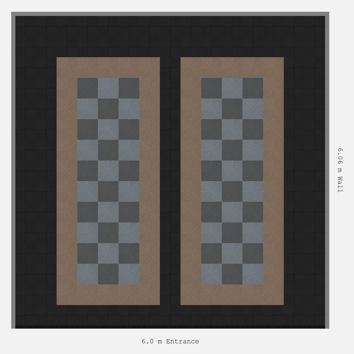 ULTRAGRID Parking Bay Chequer Infill Design Base: Jet Black - Outline: Stone Beige - Infill: Space Grey - Silver Grey