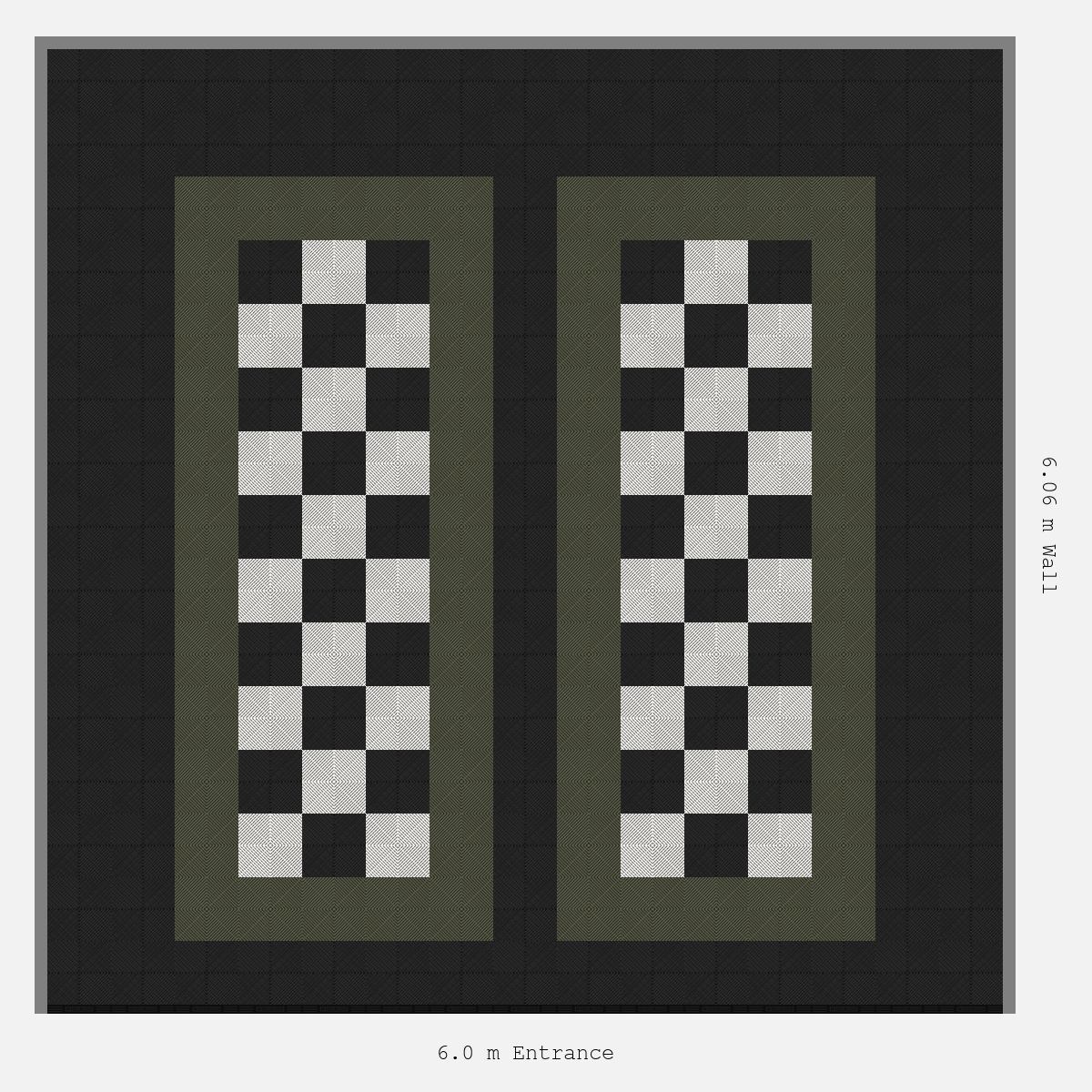 ULTRAGRID Parking Bay Chequer Infill Design Base: Jet Black - Outline: Tactical Olive - Infill: Jet Black - Alpine White