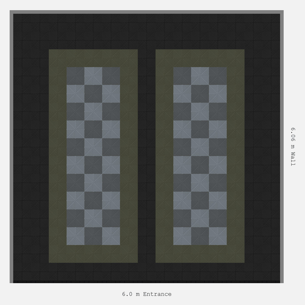 ULTRAGRID Parking Bay Chequer Infill Design Base: Jet Black - Outline: Tactical Olive - Infill: Space Grey - Silver Grey