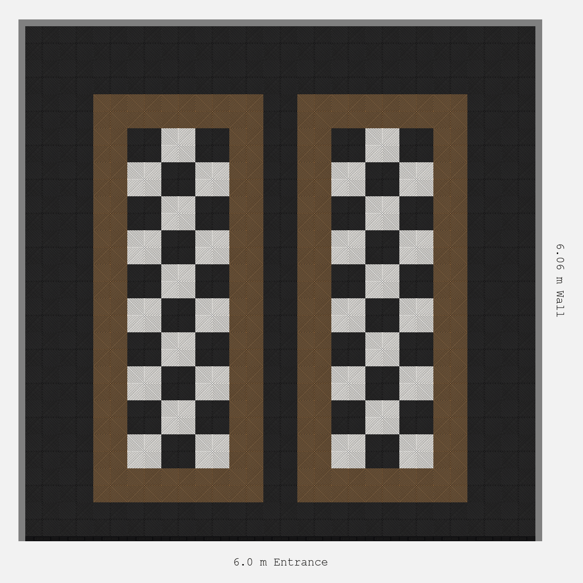 ULTRAGRID Parking Bay Chequer Infill Design Base: Jet Black - Outline: Trophy Gold - Infill: Jet Black - Alpine White