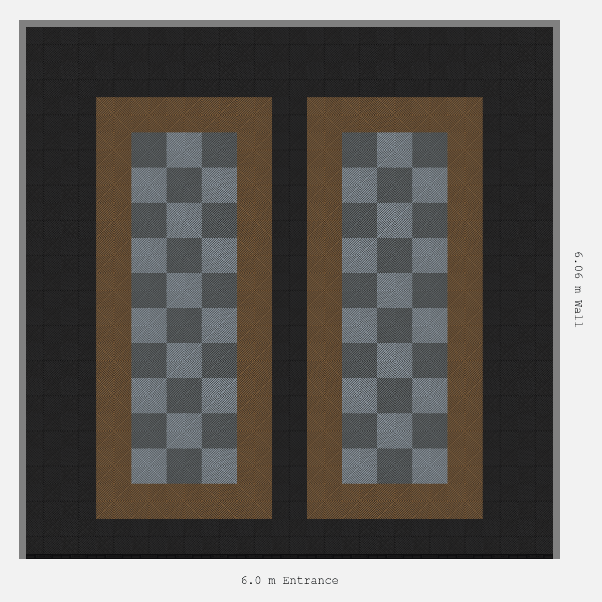 ULTRAGRID Parking Bay Chequer Infill Design Base: Jet Black - Outline: Trophy Gold - Infill: Space Grey - Silver Grey