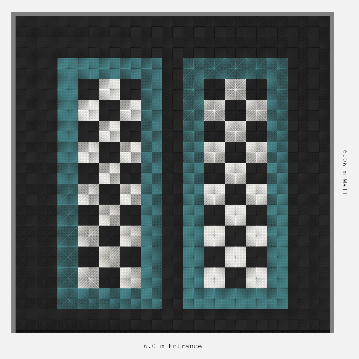 ULTRAGRID Parking Bay Chequer Infill Design Base: Jet Black - Outline: Turbo Teal - Infill: Jet Black - Alpine White