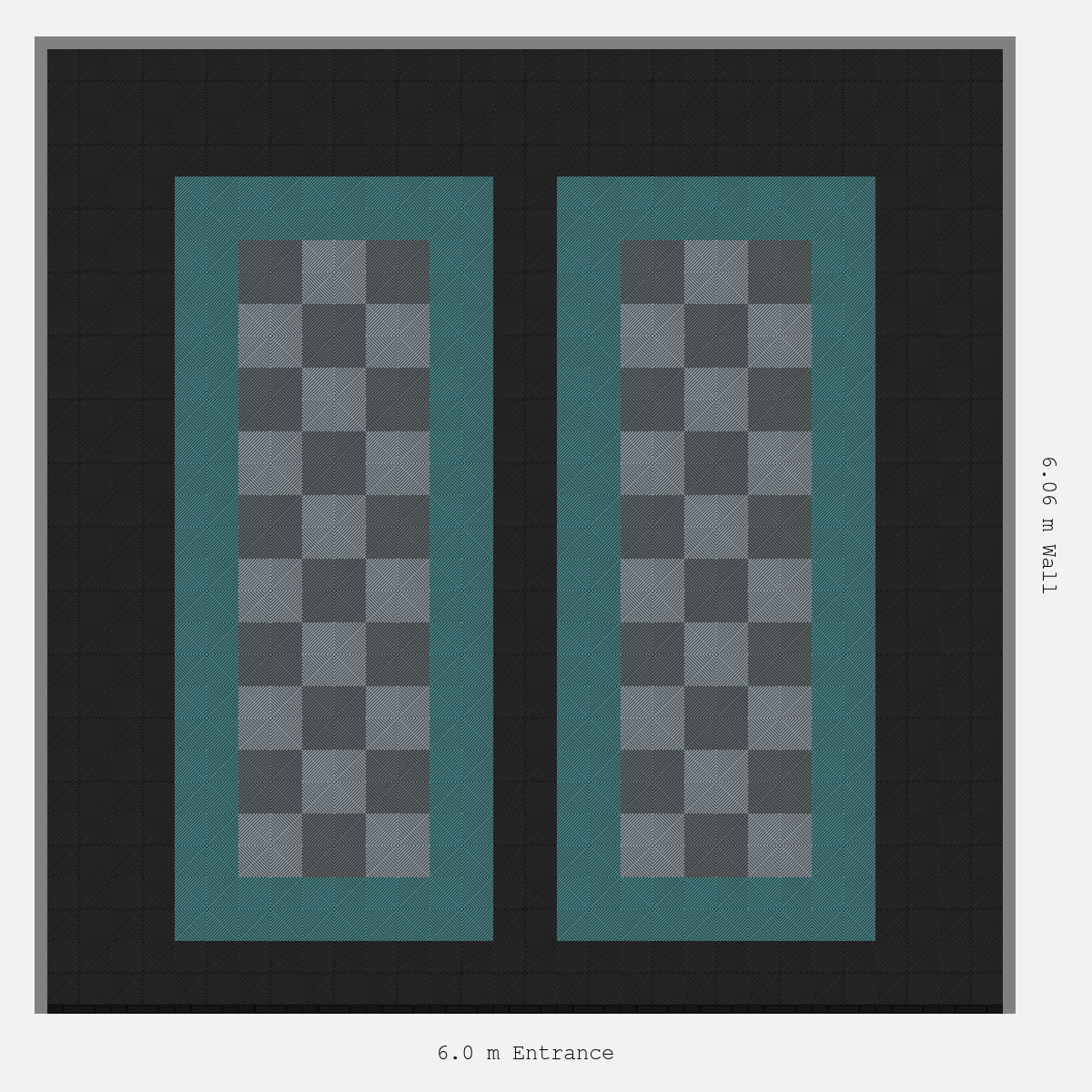 ULTRAGRID Parking Bay Chequer Infill Design Base: Jet Black - Outline: Turbo Teal - Infill: Space Grey - Silver Grey