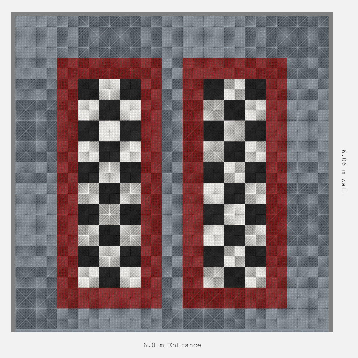 ULTRAGRID Parking Bay Chequer Infill Design Base: Silver Grey - Outline: Crimson Red - Infill: Jet Black - Alpine White