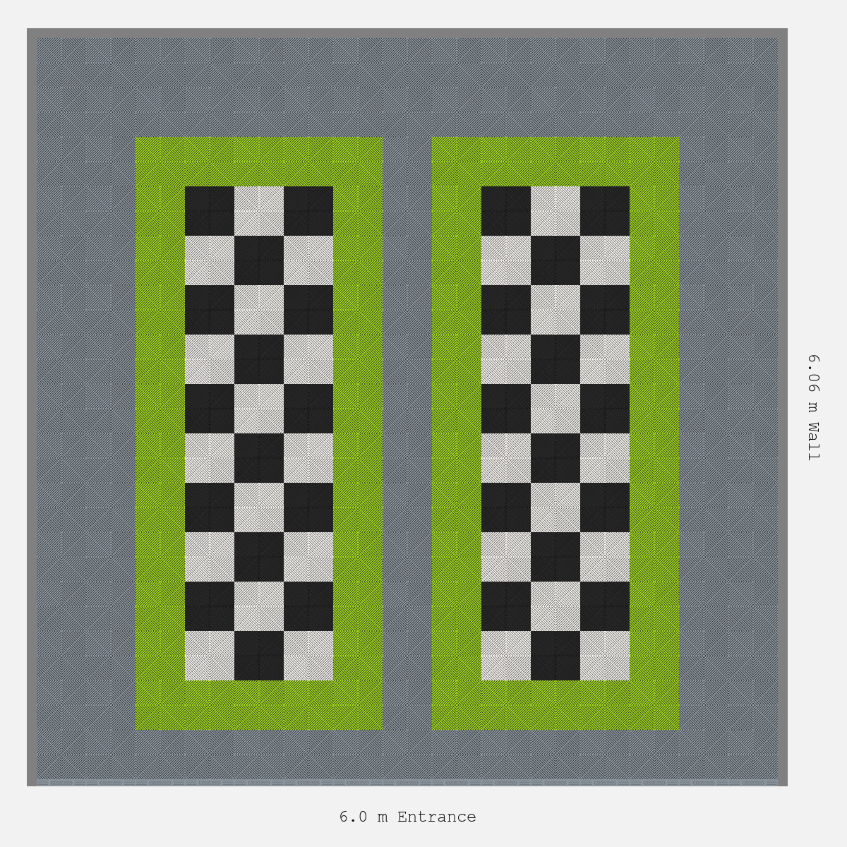 ULTRAGRID Parking Bay Chequer Infill Design Base: Silver Grey - Outline: Electric Green - Infill: Jet Black - Alpine White