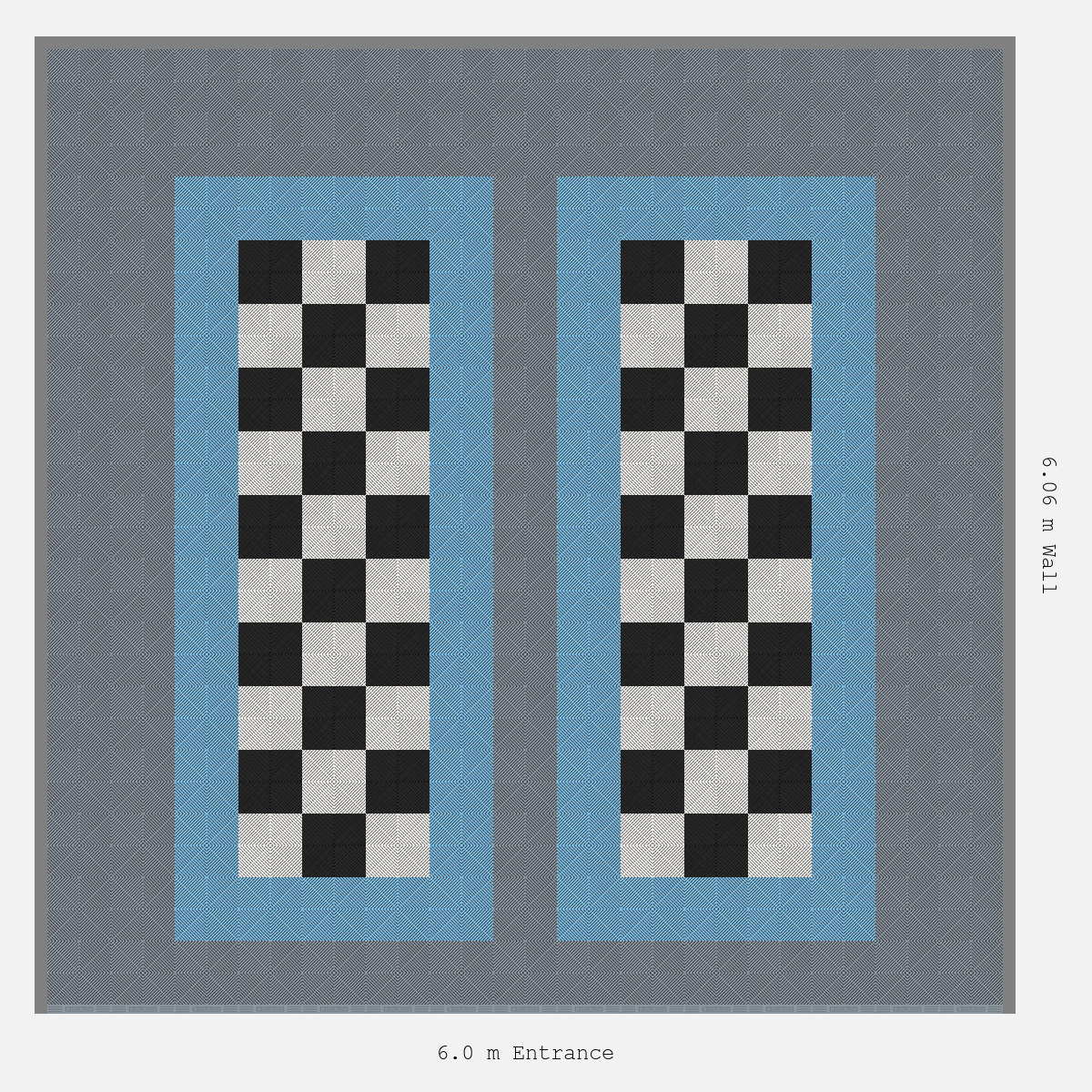 ULTRAGRID Parking Bay Chequer Infill Design Base: Silver Grey - Outline: Gulf Blue - Infill: Jet Black - Alpine White