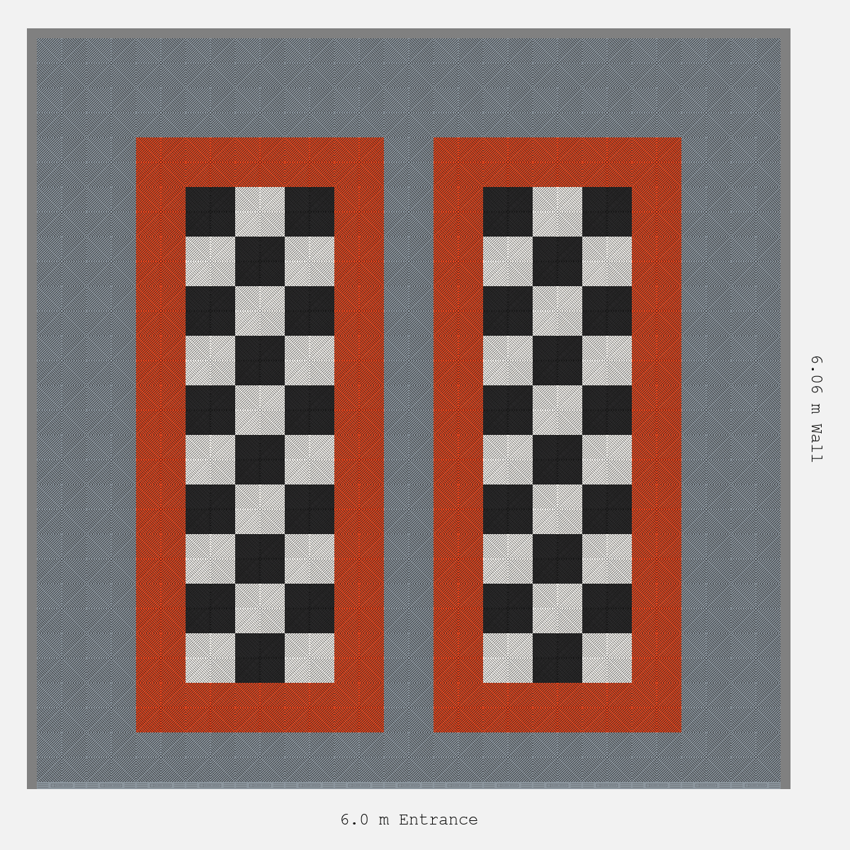 ULTRAGRID Parking Bay Chequer Infill Design Base: Silver Grey - Outline: Lava Orange - Infill: Jet Black - Alpine White
