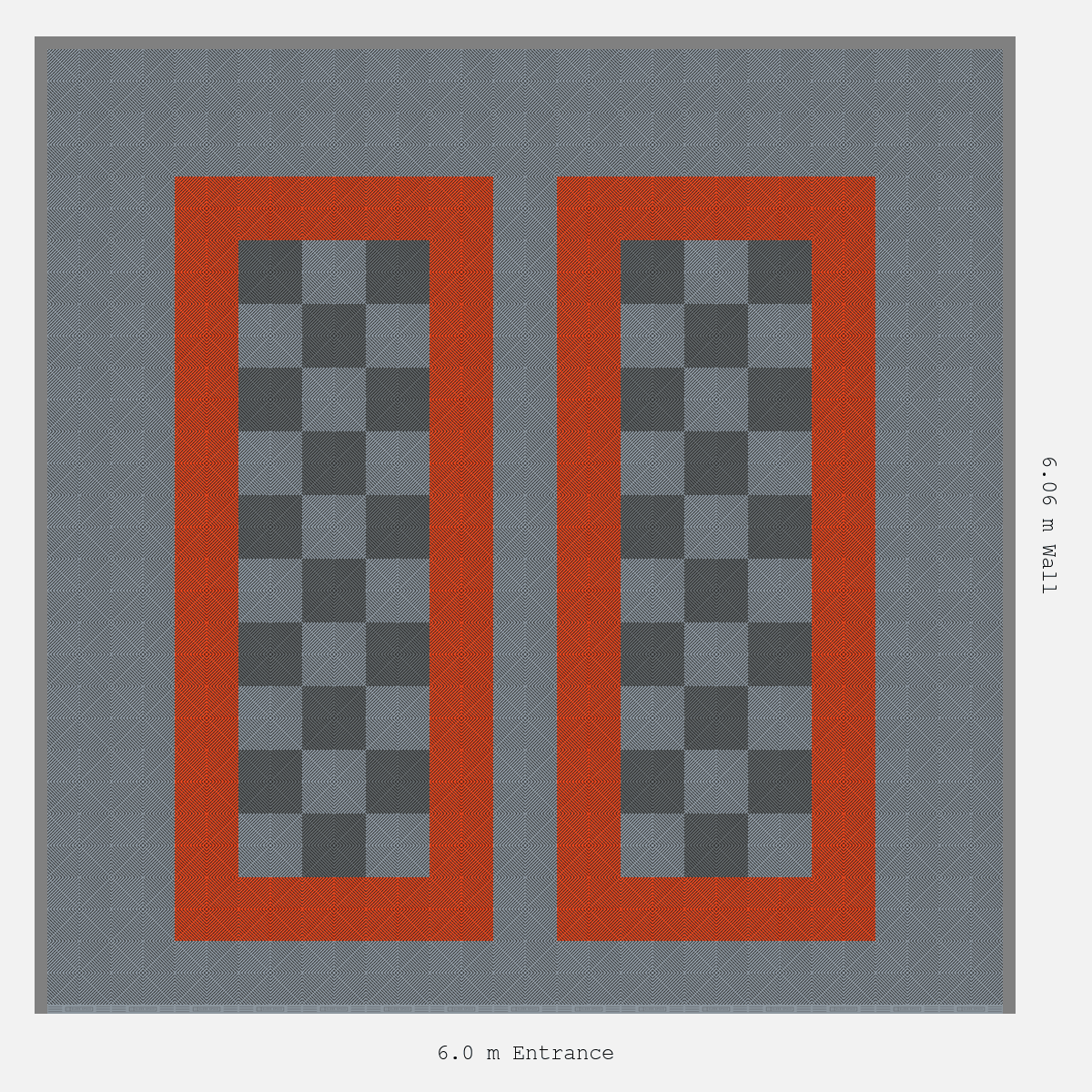 ULTRAGRID Parking Bay Chequer Infill Design Base: Silver Grey - Outline: Lava Orange - Infill: Space Grey - Silver Grey