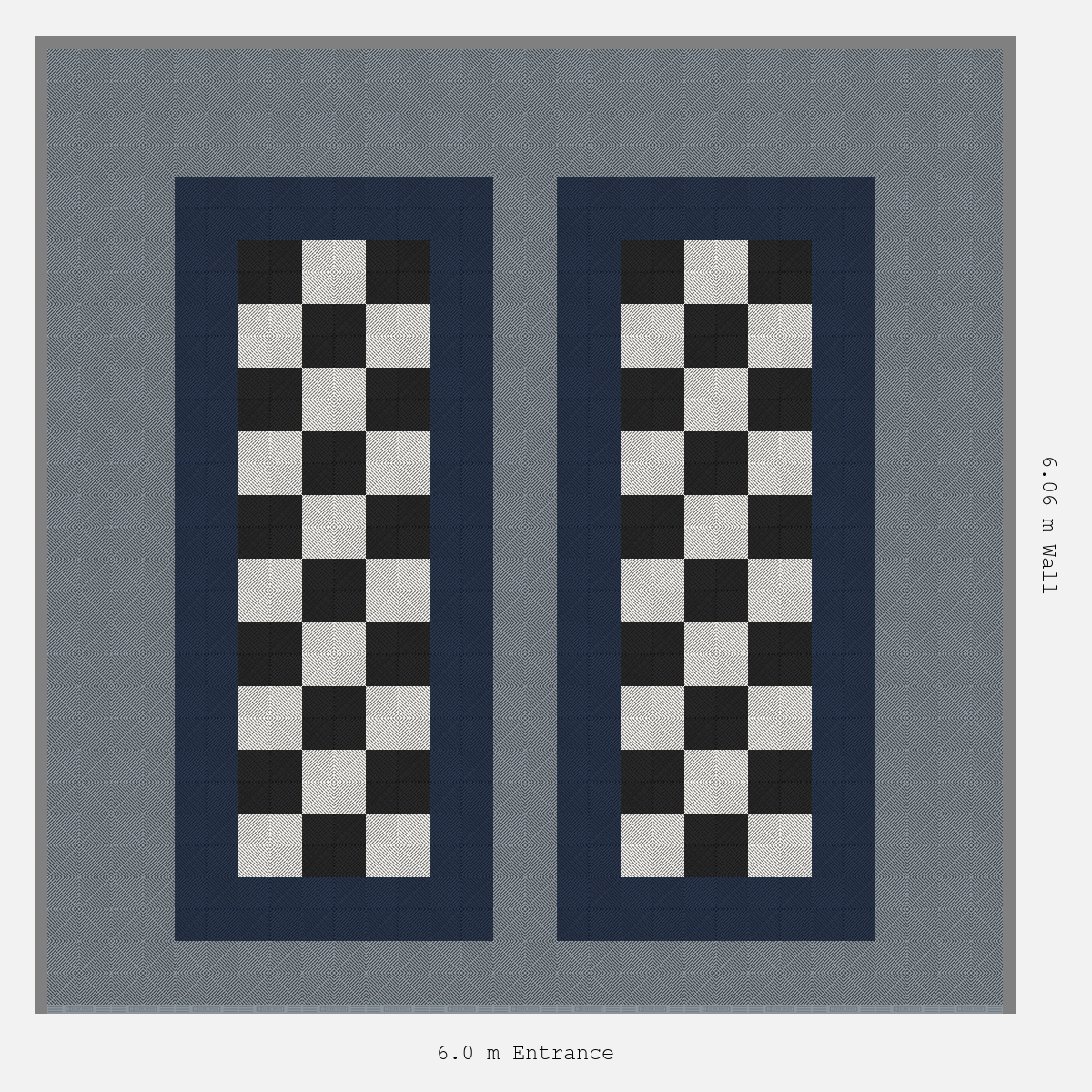 ULTRAGRID Parking Bay Chequer Infill Design Base: Silver Grey - Outline: Night Blue - Infill: Jet Black - Alpine White