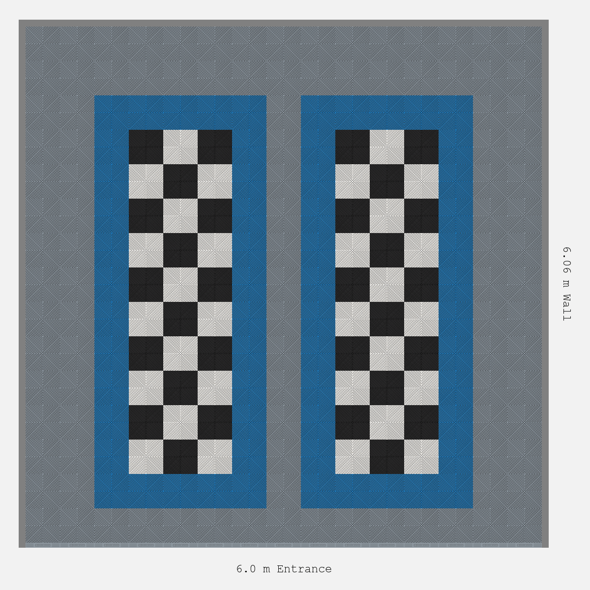 ULTRAGRID Parking Bay Chequer Infill Design Base: Silver Grey - Outline: Riviera Blue - Infill: Jet Black - Alpine White