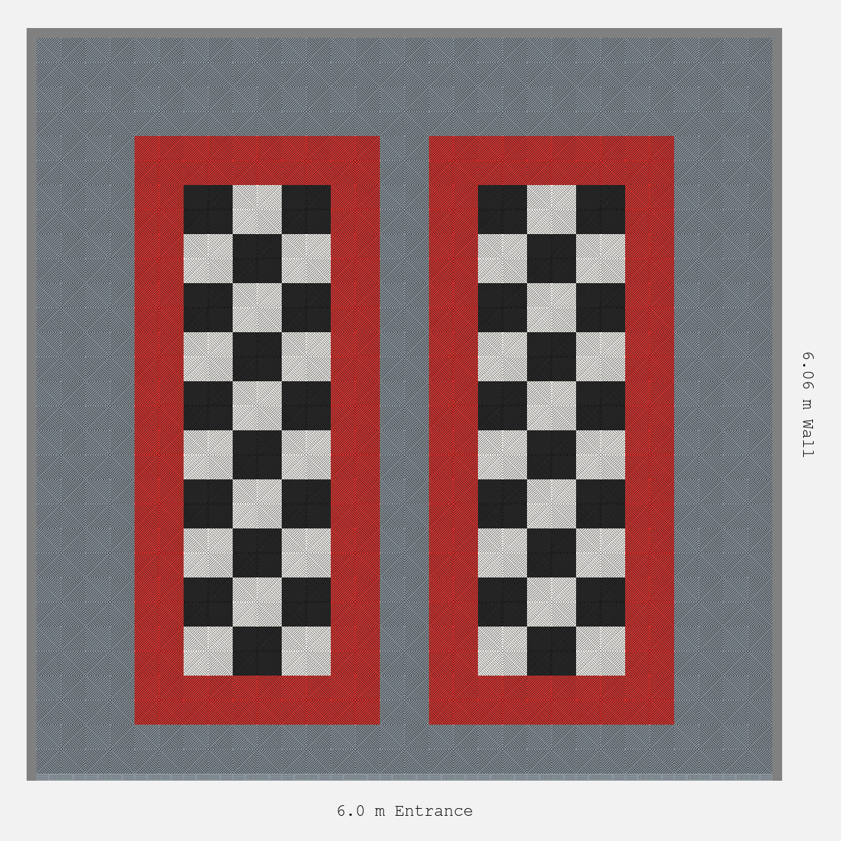 ULTRAGRID Parking Bay Chequer Infill Design Base: Silver Grey - Outline: Rosso Red - Infill: Jet Black - Alpine White