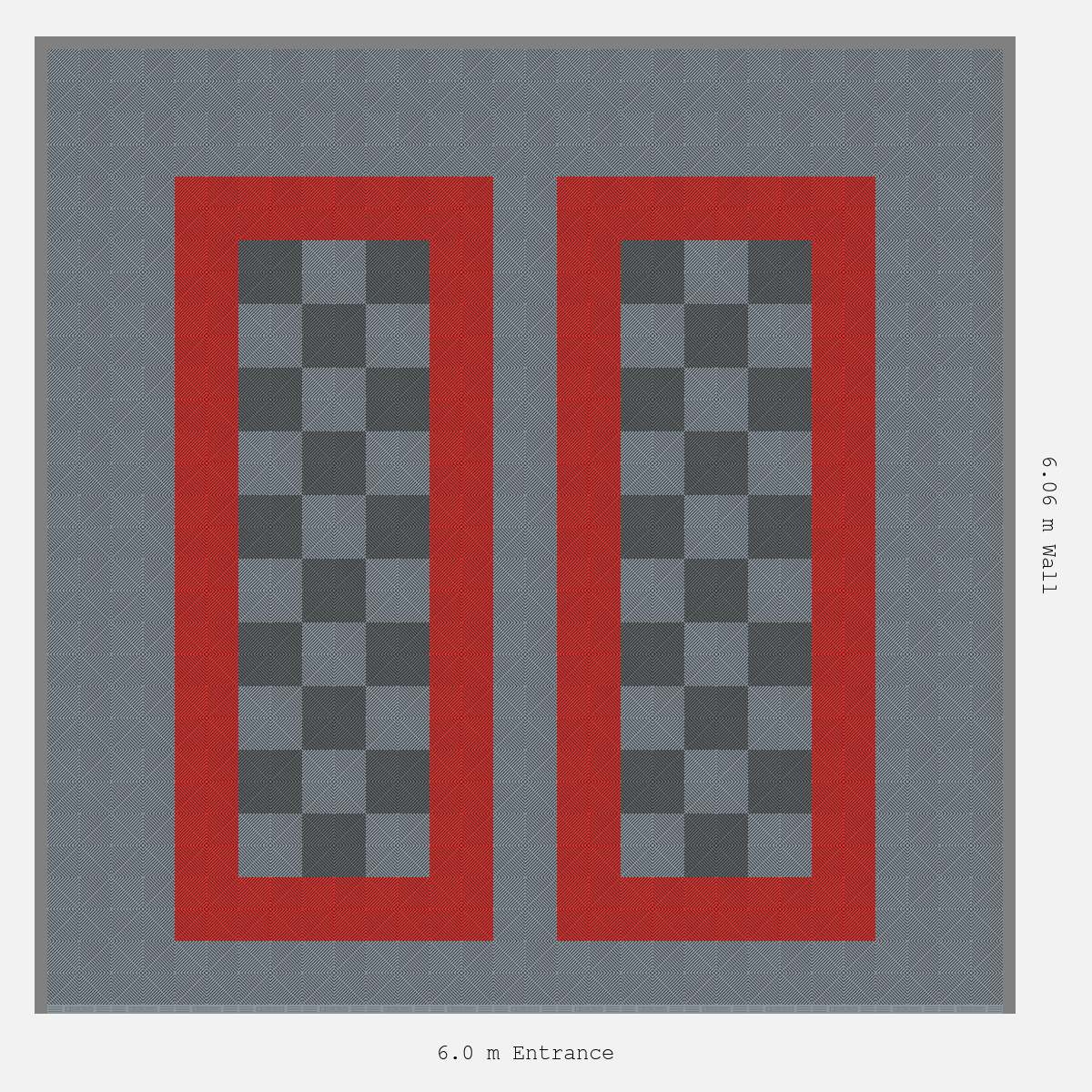 ULTRAGRID Parking Bay Chequer Infill Design Base: Silver Grey - Outline: Rosso Red - Infill: Space Grey - Silver Grey