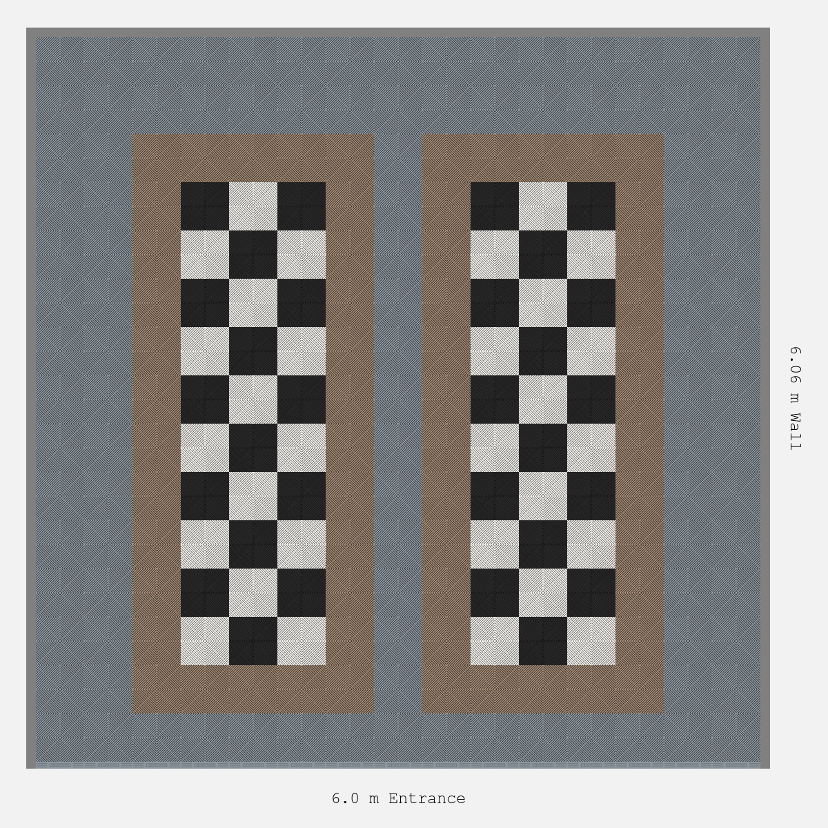 ULTRAGRID Parking Bay Chequer Infill Design Base: Silver Grey - Outline: Stone Beige - Infill: Jet Black - Alpine White