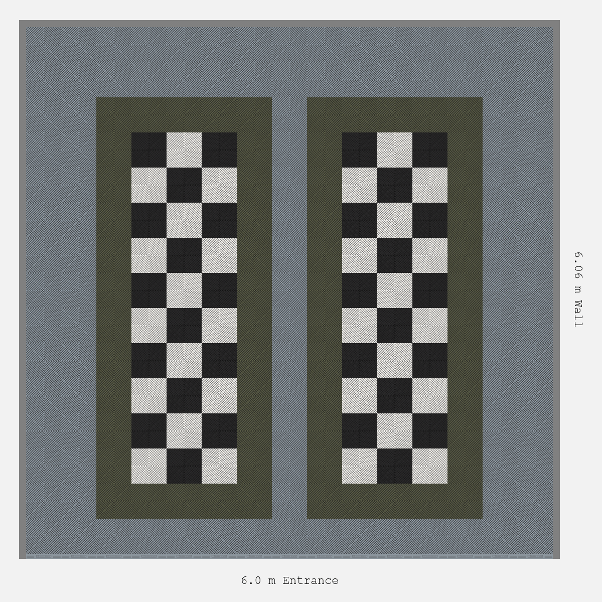 ULTRAGRID Parking Bay Chequer Infill Design Base: Silver Grey - Outline: Tactical Olive - Infill: Jet Black - Alpine White