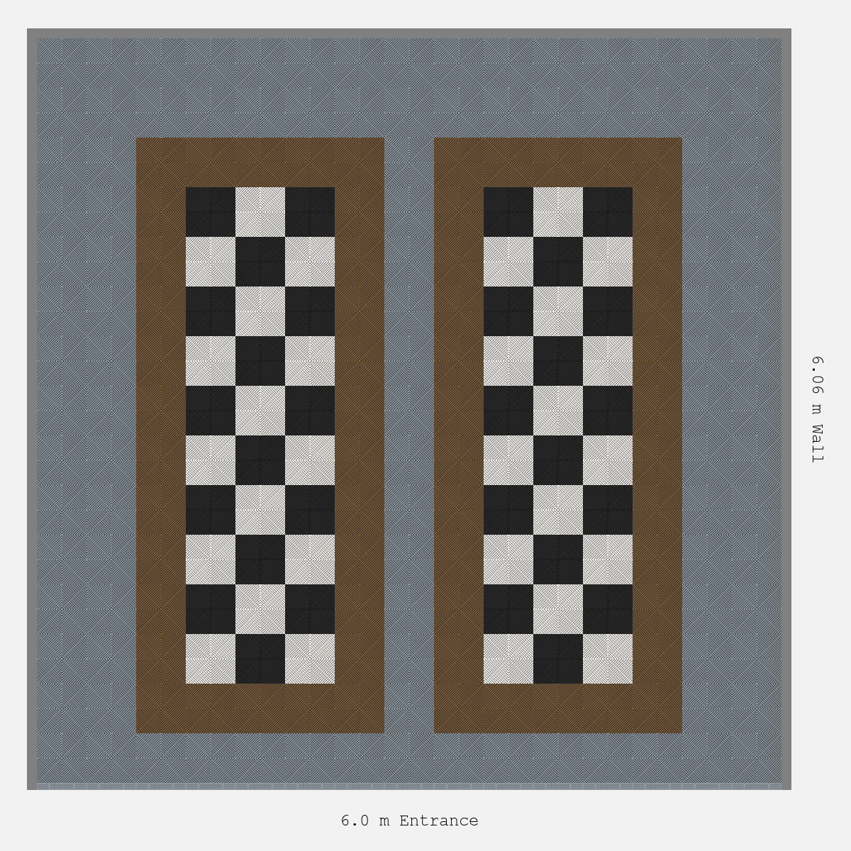 ULTRAGRID Parking Bay Chequer Infill Design Base: Silver Grey - Outline: Trophy Gold - Infill: Jet Black - Alpine White