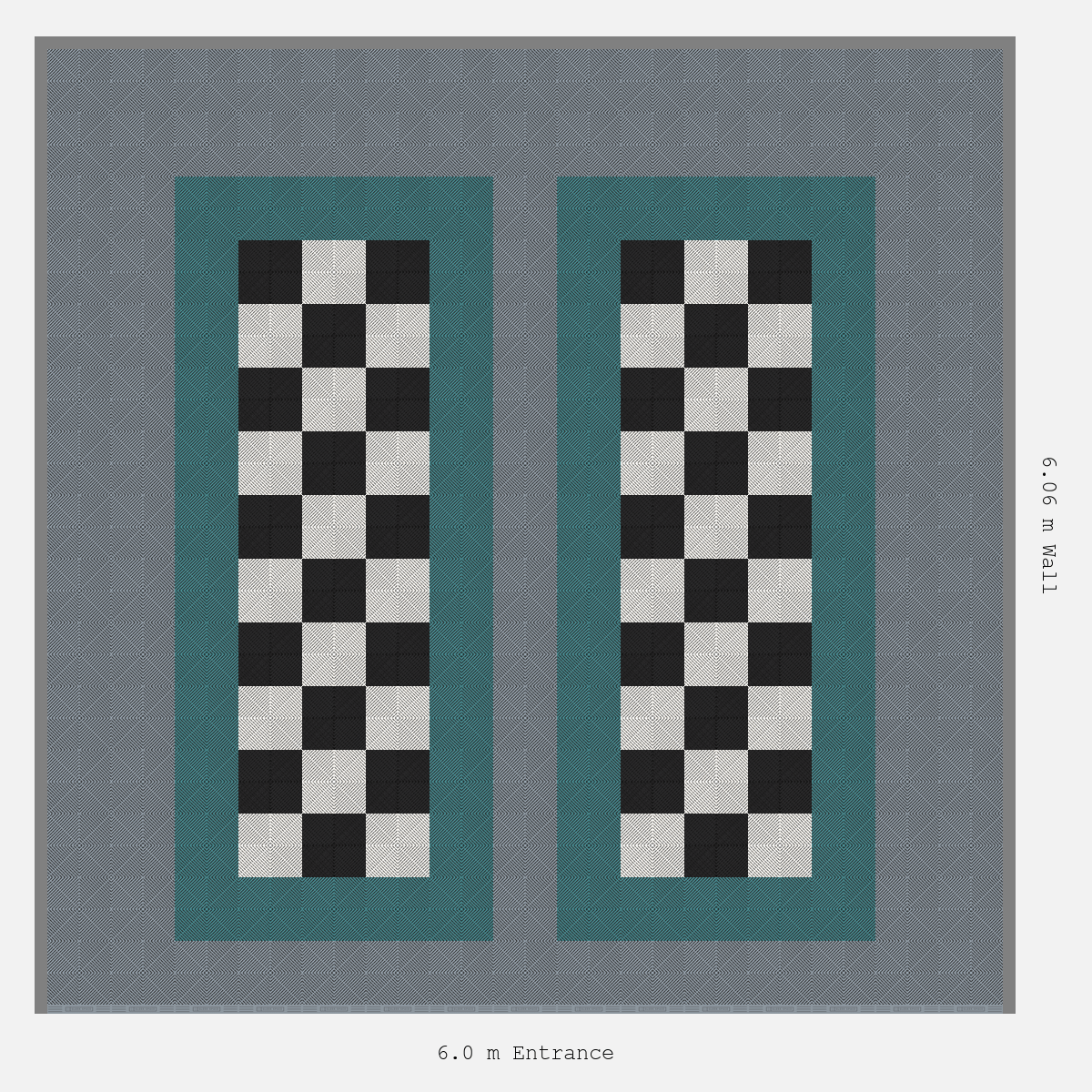 ULTRAGRID Parking Bay Chequer Infill Design Base: Silver Grey - Outline: Turbo Teal - Infill: Jet Black - Alpine White