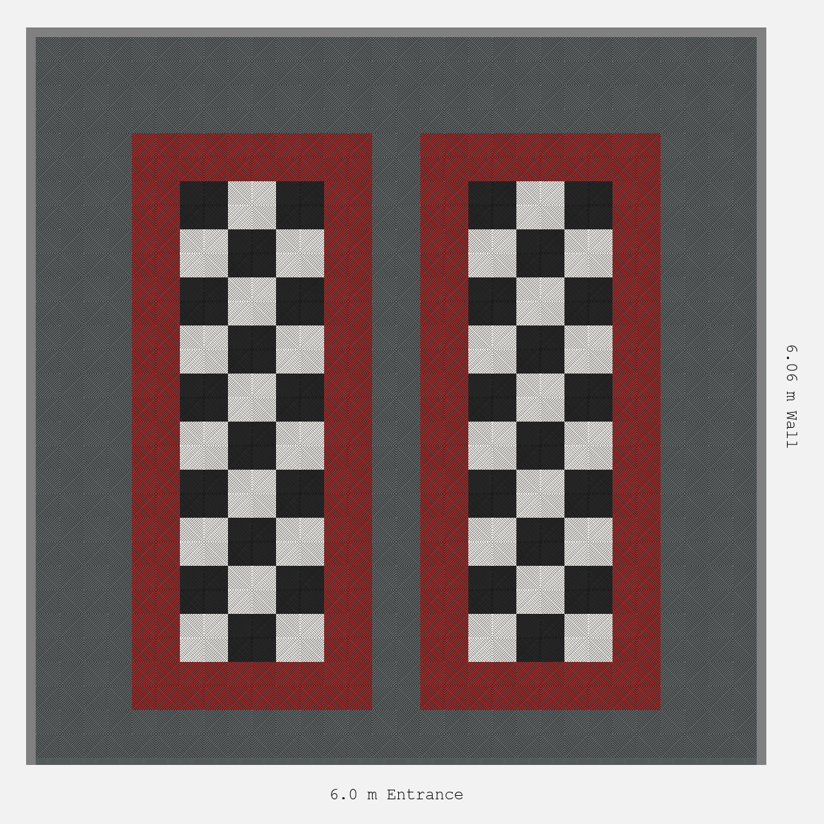 ULTRAGRID Parking Bay Chequer Infill Design Base: Space Grey - Outline: Crimson Red - Infill: Jet Black - Alpine White