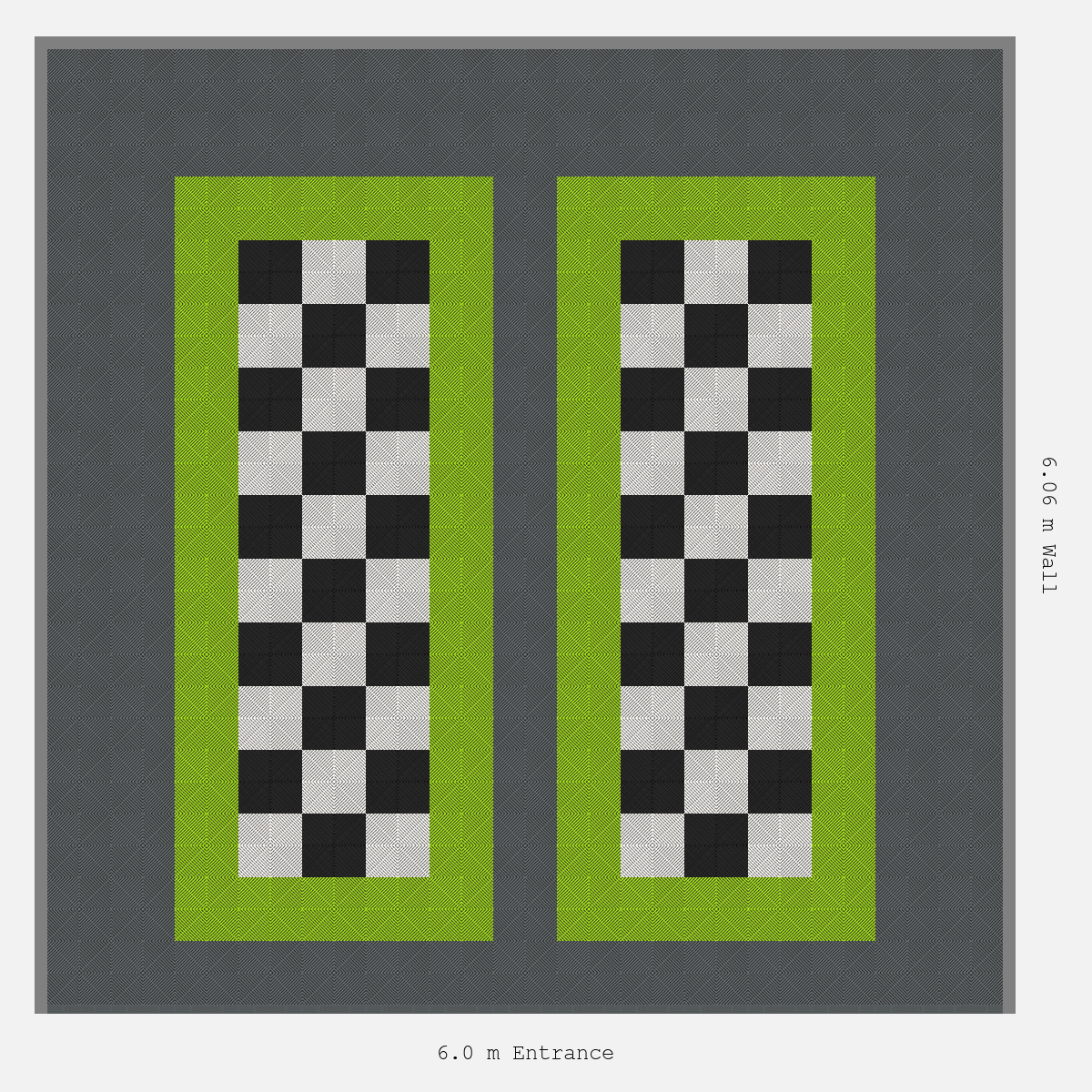 ULTRAGRID Parking Bay Chequer Infill Design Base: Space Grey - Outline: Electric Green - Infill: Jet Black - Alpine White