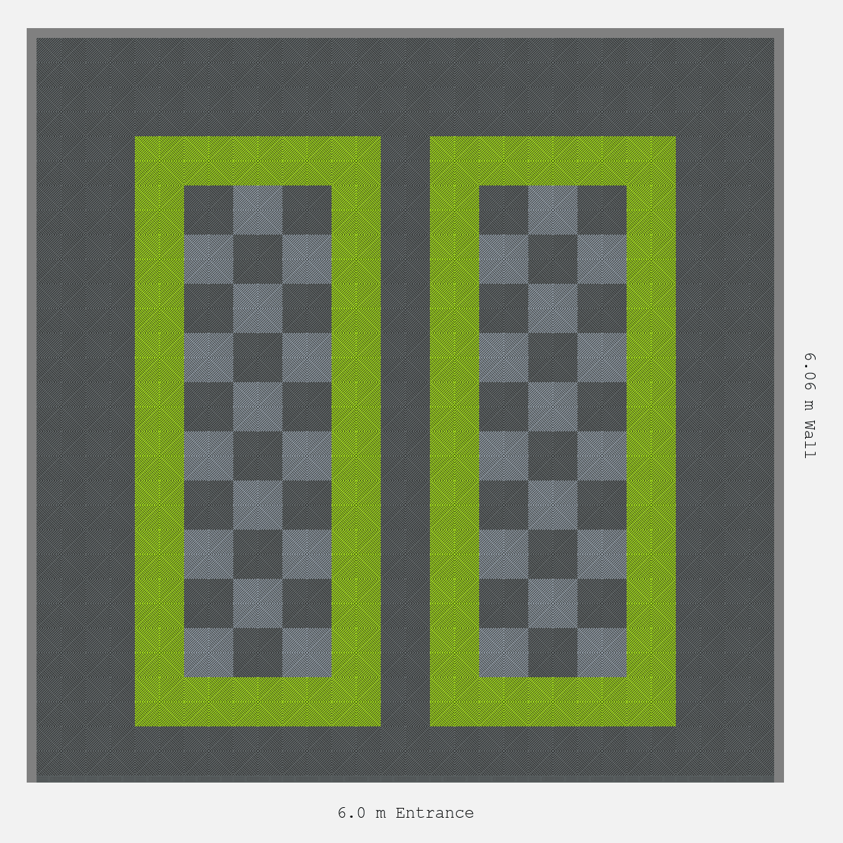 ULTRAGRID Parking Bay Chequer Infill Design Base: Space Grey - Outline: Electric Green - Infill: Space Grey - Silver Grey