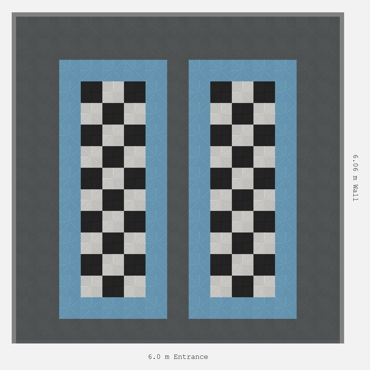 ULTRAGRID Parking Bay Chequer Infill Design Base: Space Grey - Outline: Gulf Blue - Infill: Jet Black - Alpine White