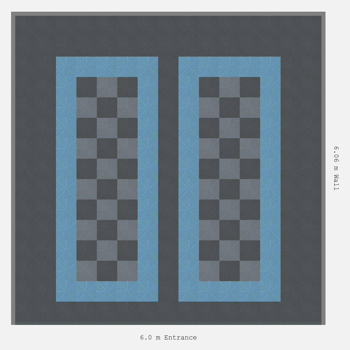 ULTRAGRID Parking Bay Chequer Infill Design Base: Space Grey - Outline: Gulf Blue - Infill: Space Grey - Silver Grey