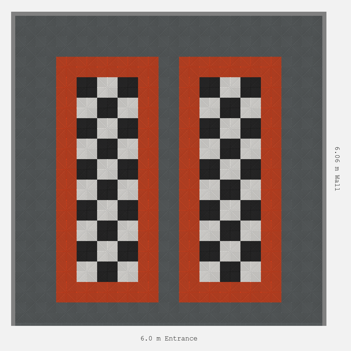 ULTRAGRID Parking Bay Chequer Infill Design Base: Space Grey - Outline: Lava Orange - Infill: Jet Black - Alpine White