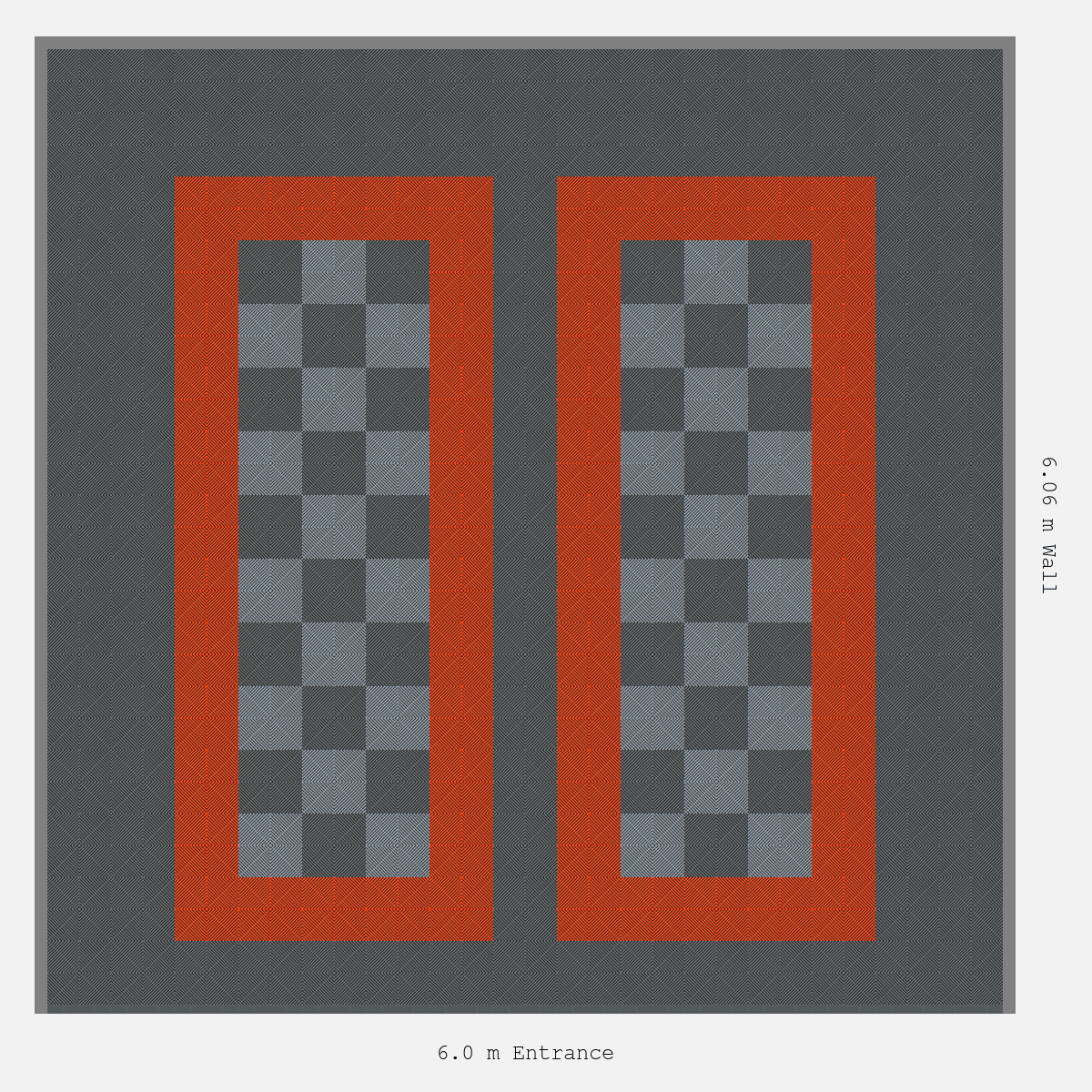 ULTRAGRID Parking Bay Chequer Infill Design Base: Space Grey - Outline: Lava Orange - Infill: Space Grey - Silver Grey
