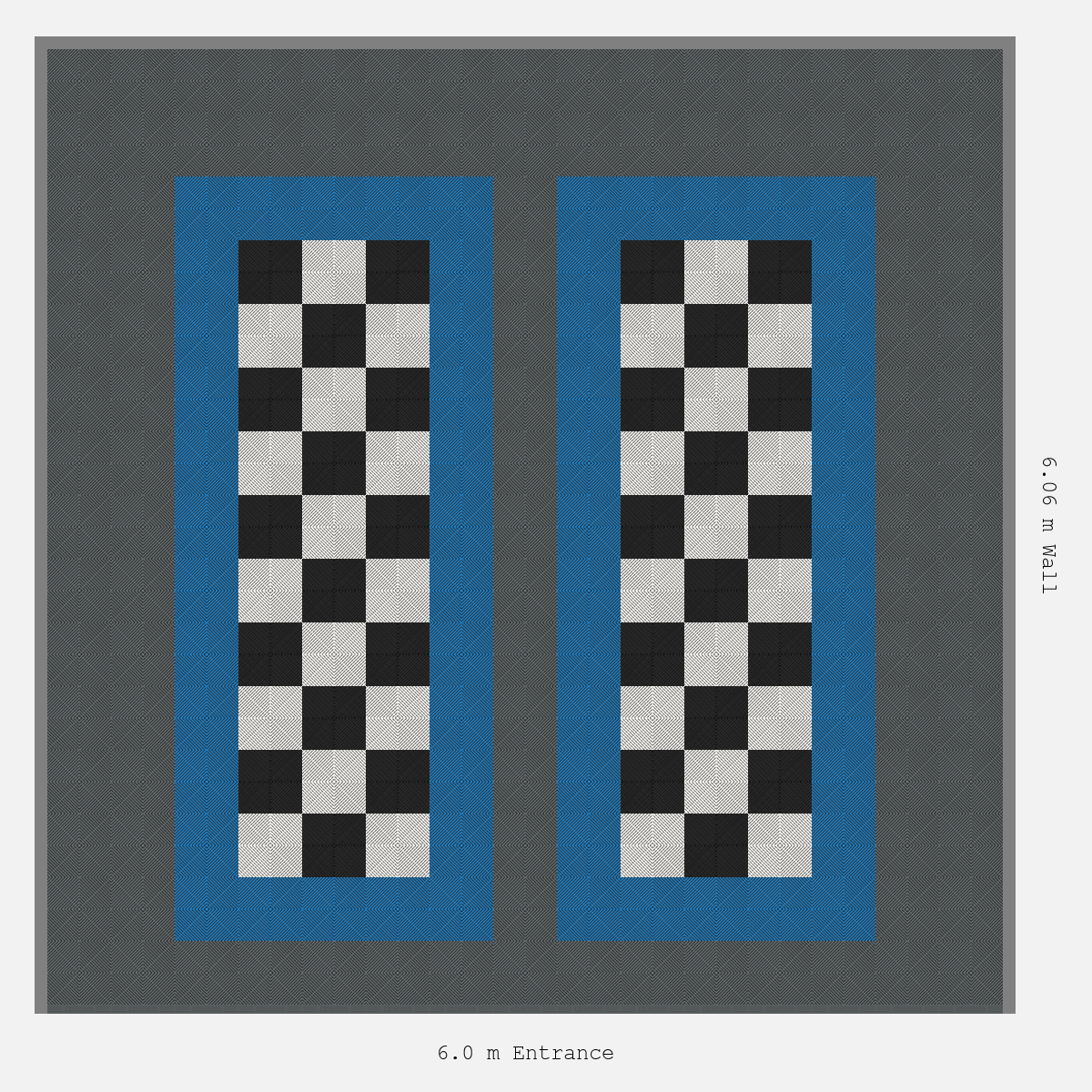 ULTRAGRID Parking Bay Chequer Infill Design Base: Space Grey - Outline: Riviera Blue - Infill: Jet Black - Alpine White