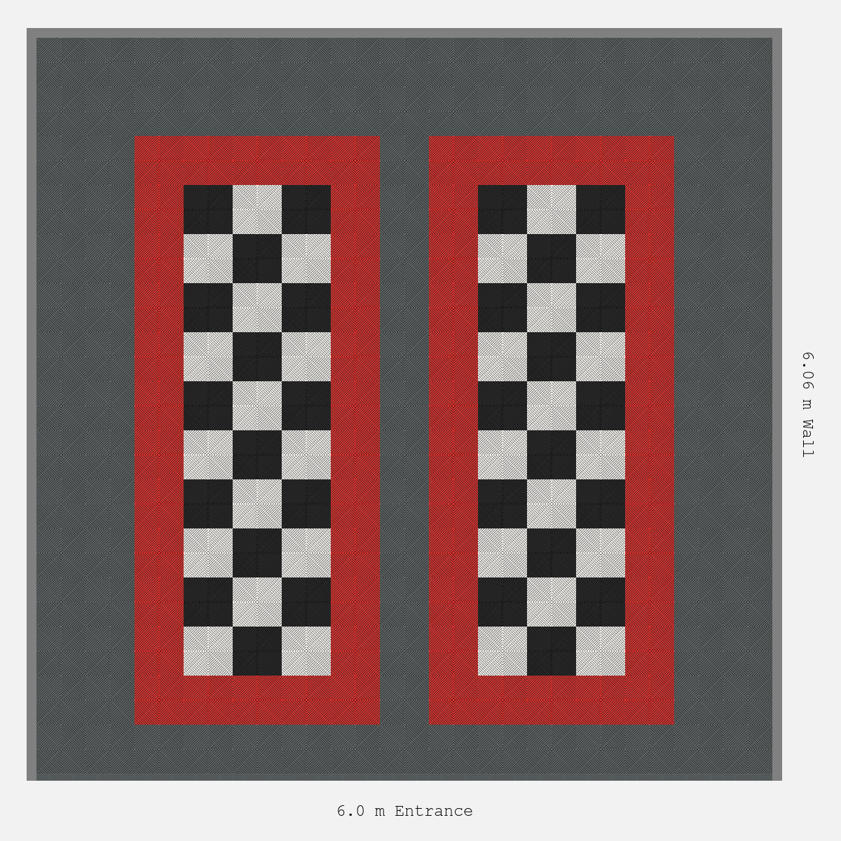 ULTRAGRID Parking Bay Chequer Infill Design Base: Space Grey - Outline: Rosso Red - Infill: Jet Black - Alpine White