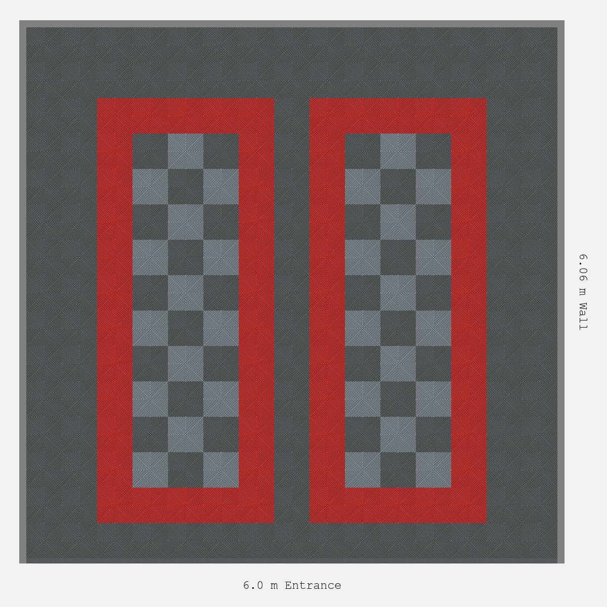 ULTRAGRID Parking Bay Chequer Infill Design Base: Space Grey - Outline: Rosso Red - Infill: Space Grey - Silver Grey