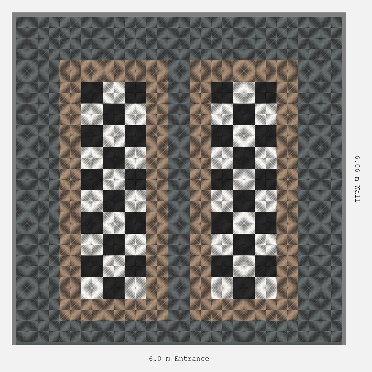 ULTRAGRID Parking Bay Chequer Infill Design Base: Space Grey - Outline: Stone Beige - Infill: Jet Black - Alpine White