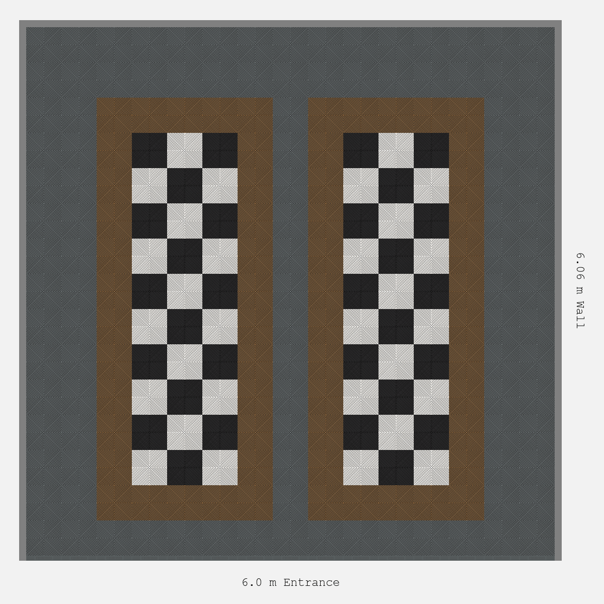 ULTRAGRID Parking Bay Chequer Infill Design Base: Space Grey - Outline: Trophy Gold - Infill: Jet Black - Alpine White