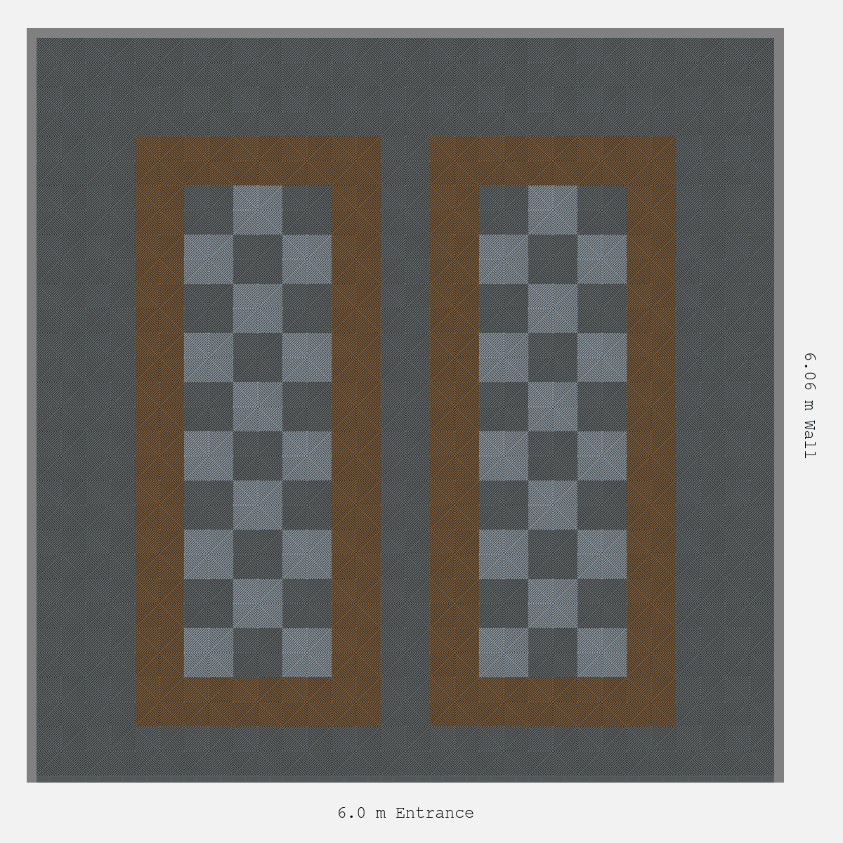 ULTRAGRID Parking Bay Chequer Infill Design Base: Space Grey - Outline: Trophy Gold - Infill: Space Grey - Silver Grey