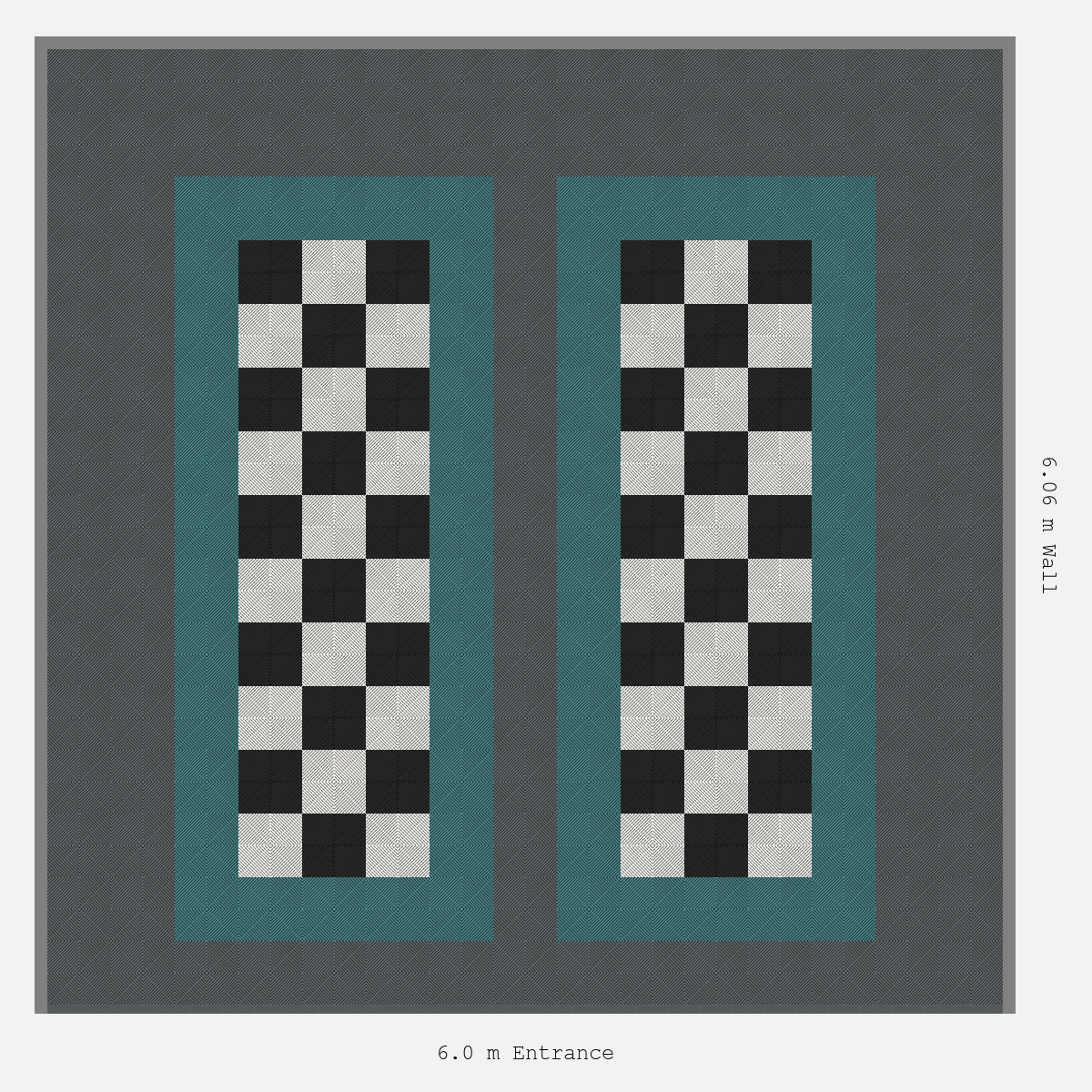 ULTRAGRID Parking Bay Chequer Infill Design Base: Space Grey - Outline: Turbo Teal - Infill: Jet Black - Alpine White