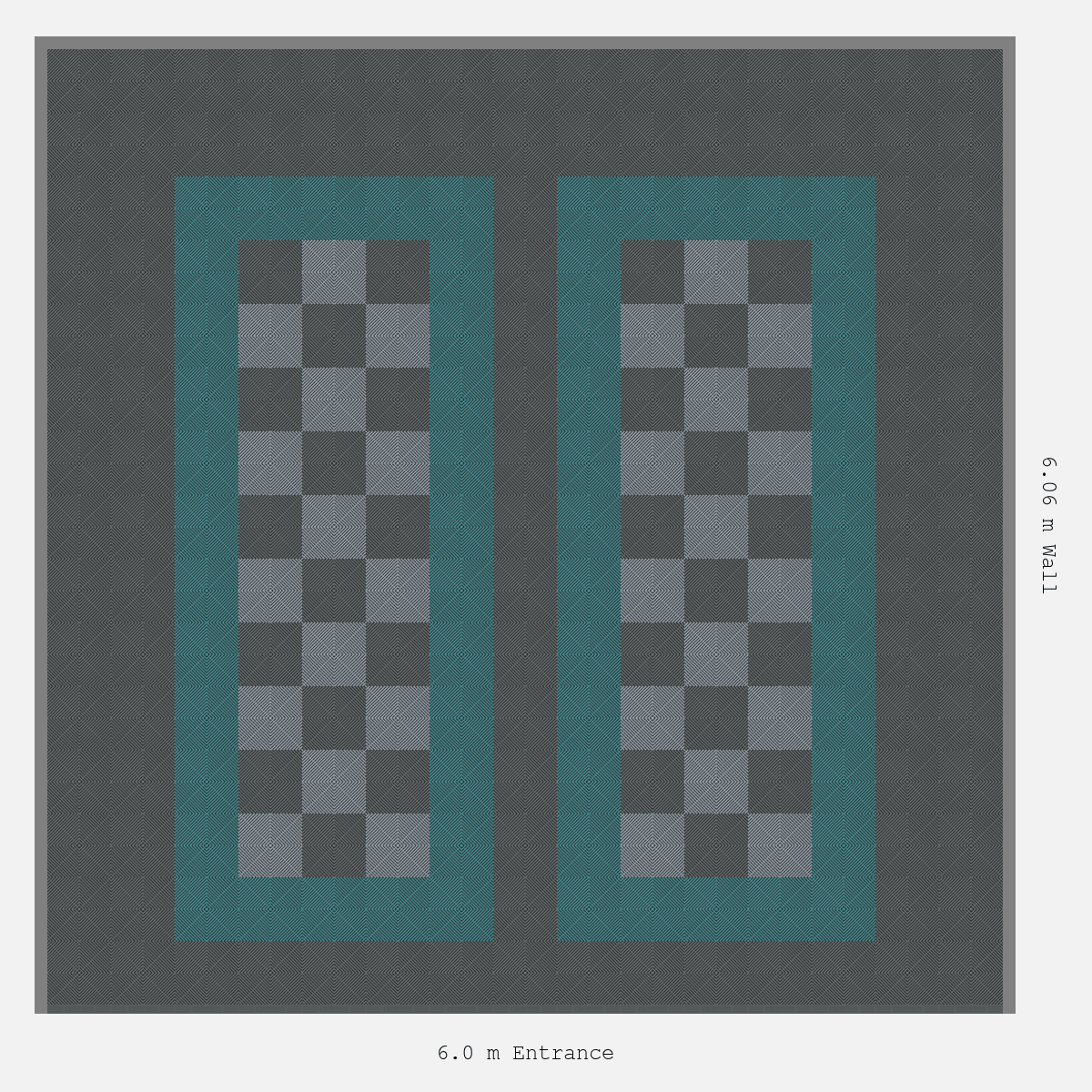 ULTRAGRID Parking Bay Chequer Infill Design Base: Space Grey - Outline: Turbo Teal - Infill: Space Grey - Silver Grey