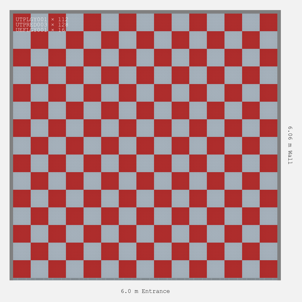 ULTRATUFF Chequer Design Silver Grey Accent Crimson Red