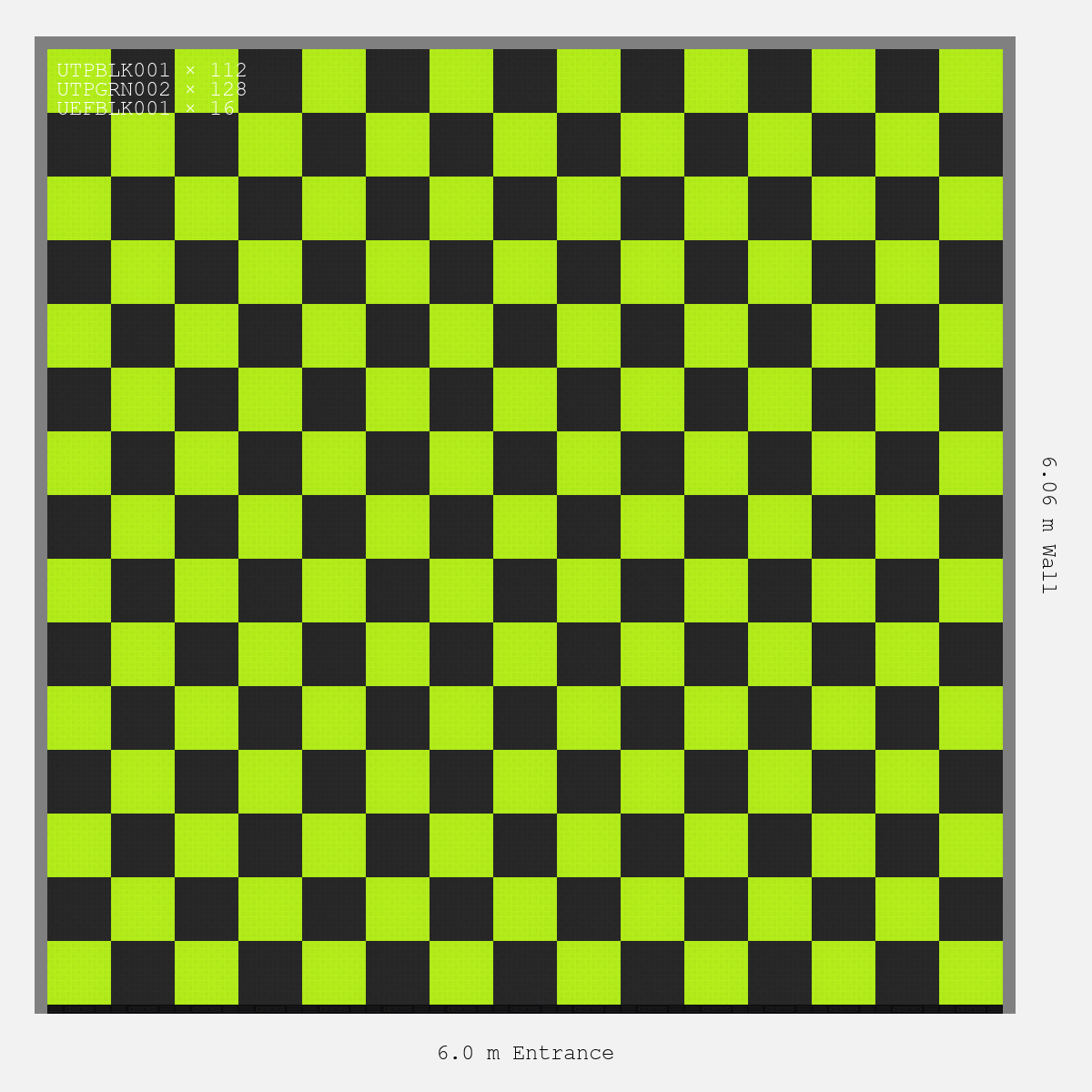 ULTRATUFF Chequer Design Jet Black Accent Electric Green