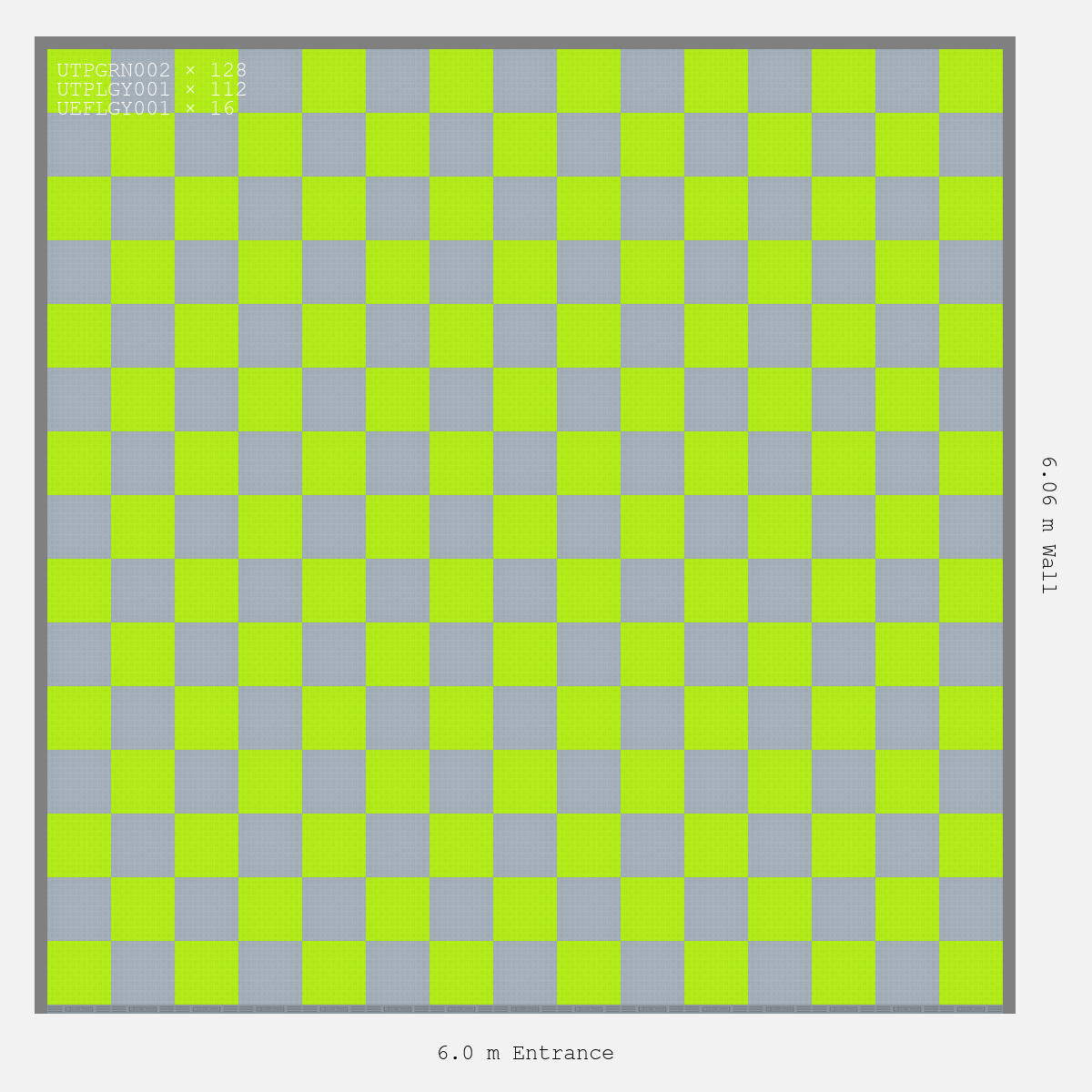 ULTRATUFF Chequer Design Silver Grey Accent Electric Green