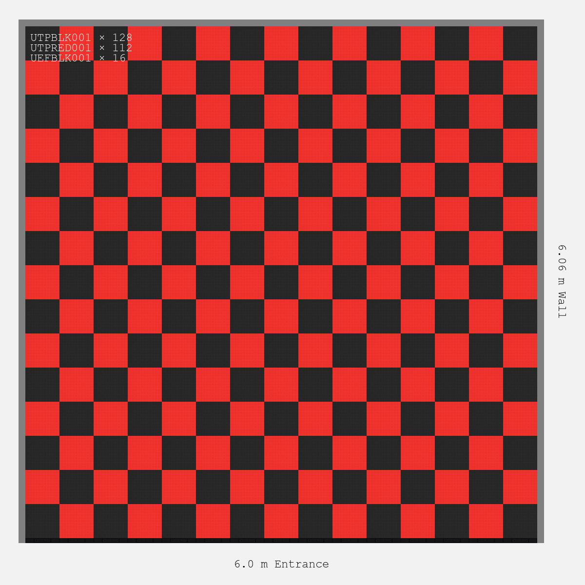 ULTRATUFF Chequer Design Jet Black Accent Rosso Red